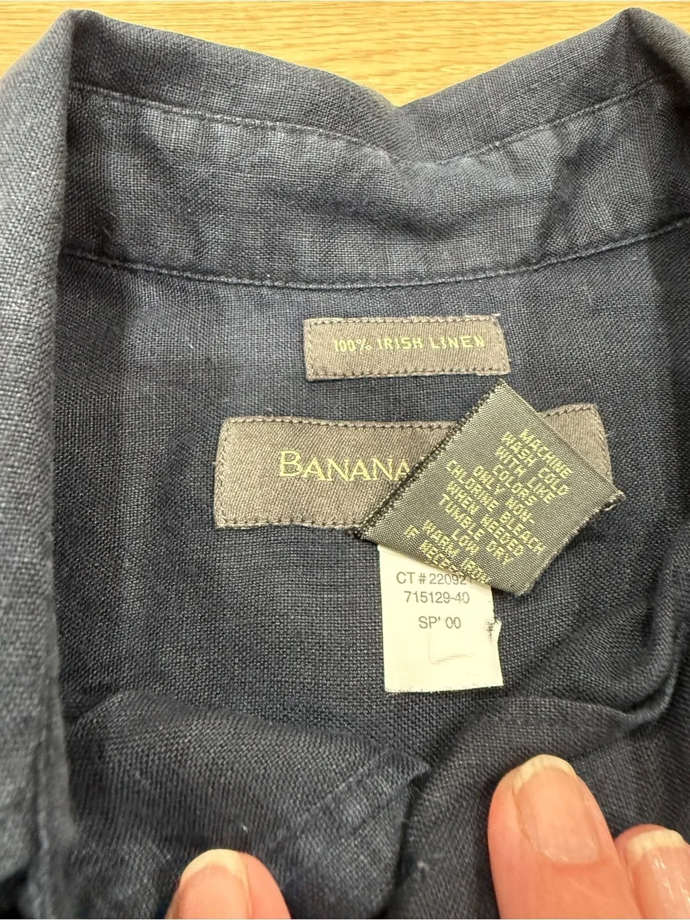 Banana Republic Men’s Small 100% Irish Linen Navy Button Front Shirt